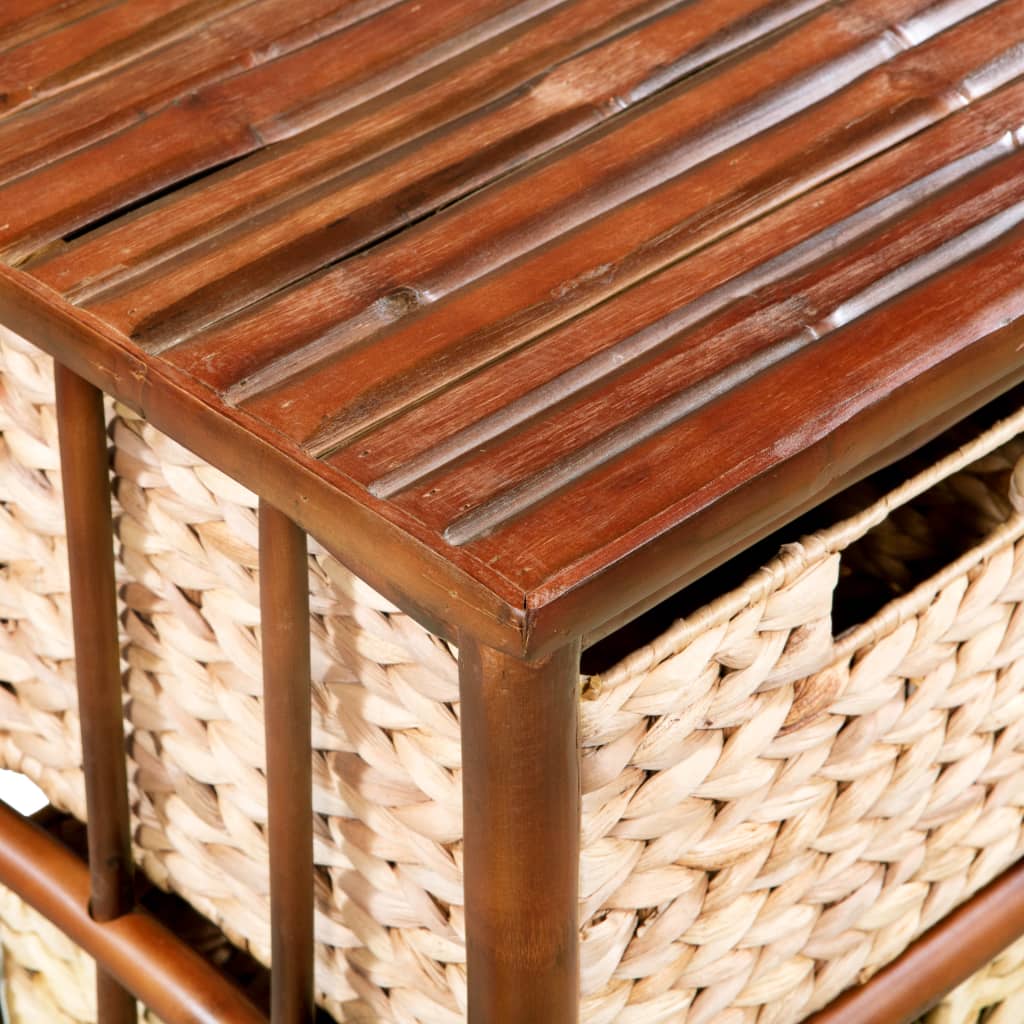 vidaXL Lentyna su stalčiais, bambukas ir vand. hiacintas, 36x33x102 cm
