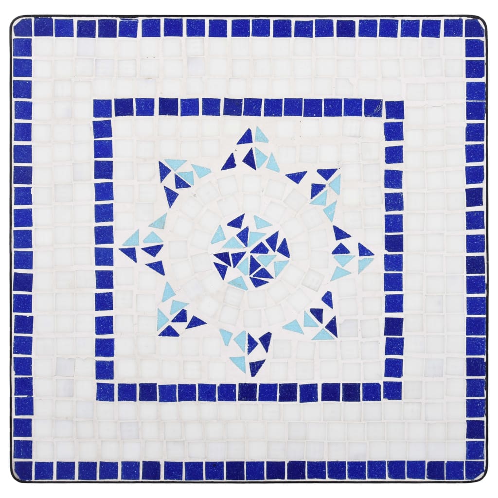 vidaXL Mozaikinis bistro staliukas, mėlynas/baltas, 60cm, keramika