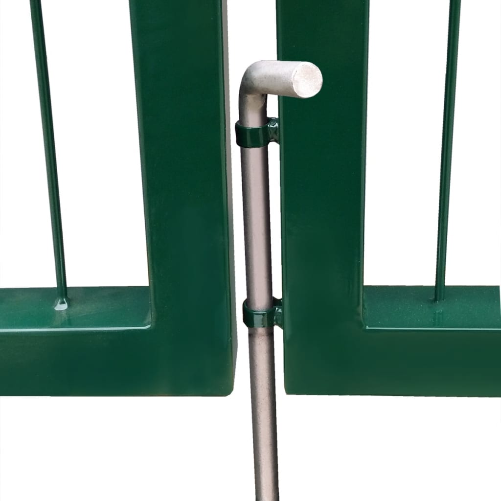 vidaXL Sodo/kiemo vartai, su stulpais, žali, 350x140cm, plienas