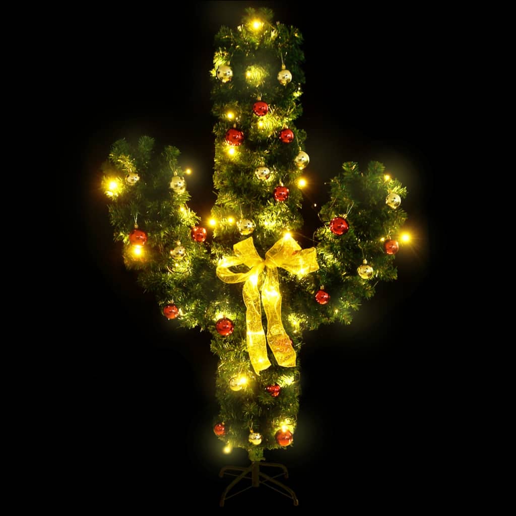 vidaXL Kalėdinis kaktusas su stovu/LED, žalias, 150cm, PVC