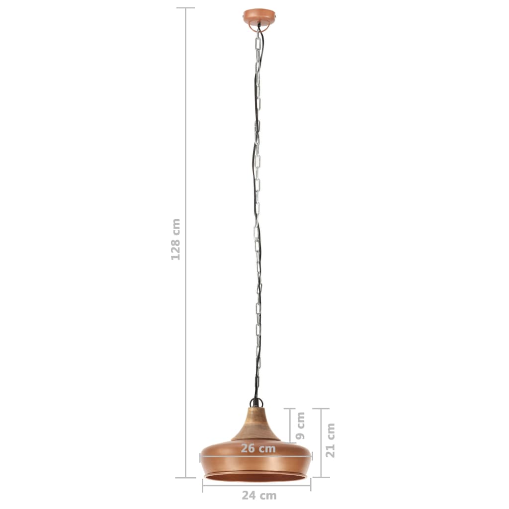 vidaXL Pakabinamas šviestuvas, vario, geležis ir mediena, 26cm, E27
