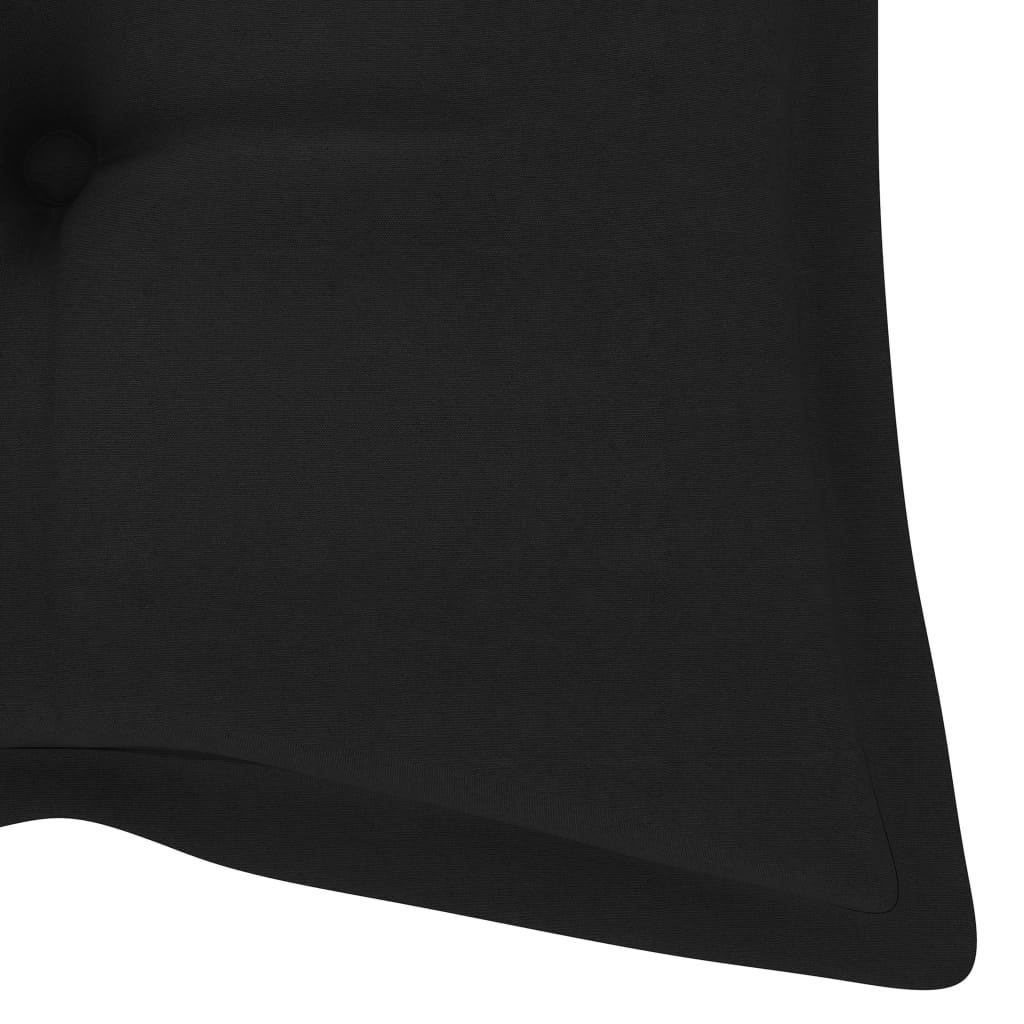 vidaXL Sodo suoliukas su juoda pagalvėle, 120cm, tikmedžio masyvas