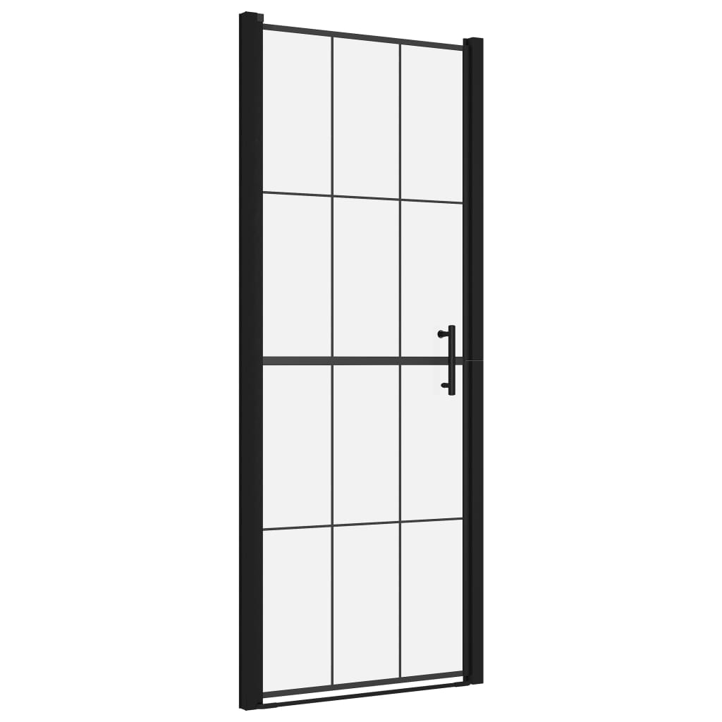 vidaXL Dušo durys, 81x195cm, juodos spalvos, grūdintas stiklas