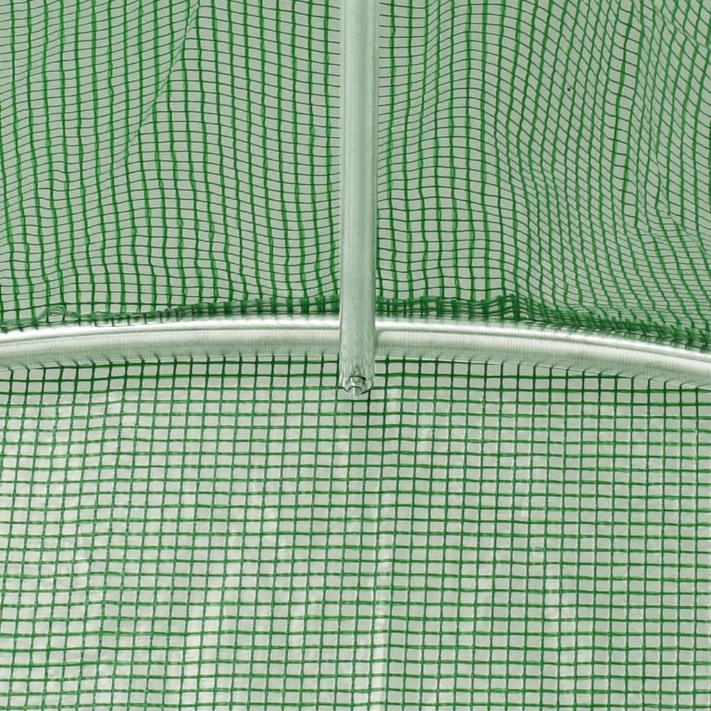vidaXL Šiltnamis su plieno rėmu, žalios spalvos, 6x5x2,3m, 30m²