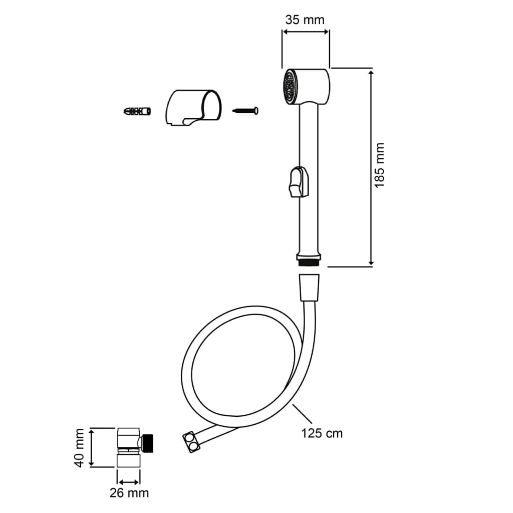 EISL Kriauklės ir rankinio dušo komplektas, laikiklis ir žarna, baltas