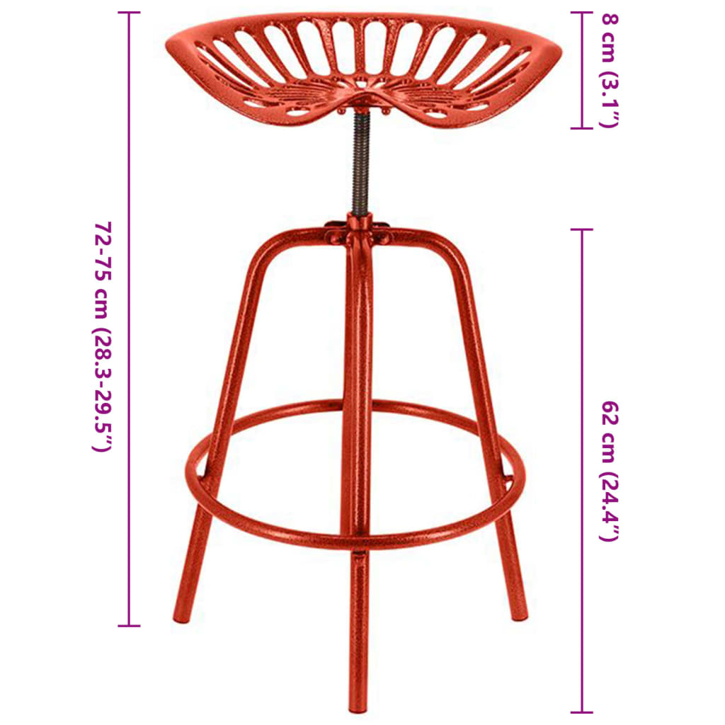 Esschert Design Baro kėdė, raudona, traktoriaus sėdynės dizaino