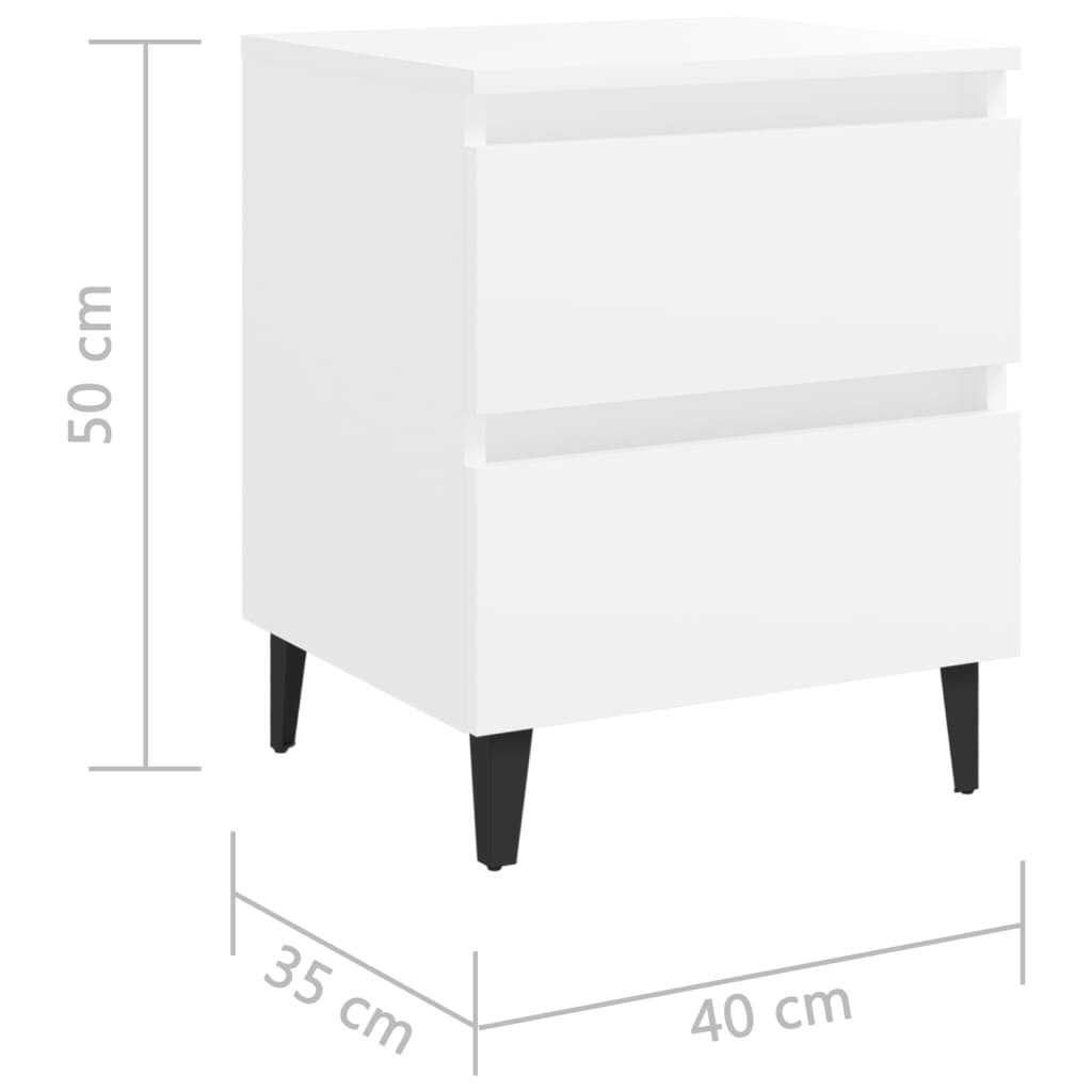 vidaXL Naktinė spintelė, balta, 40x35x50cm, MDP