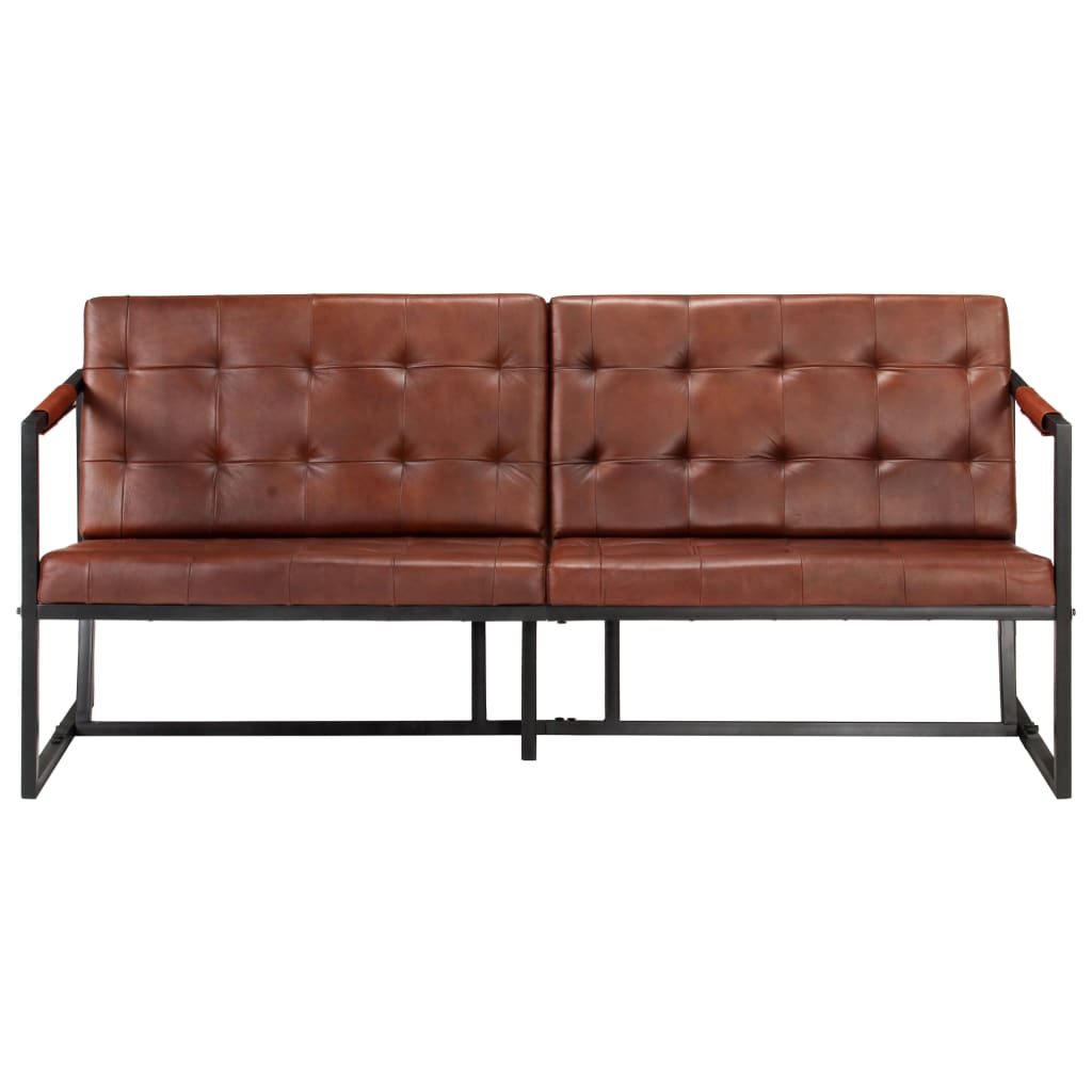vidaXL Trivietė sofa, rudos spalvos, tikra ožkos oda