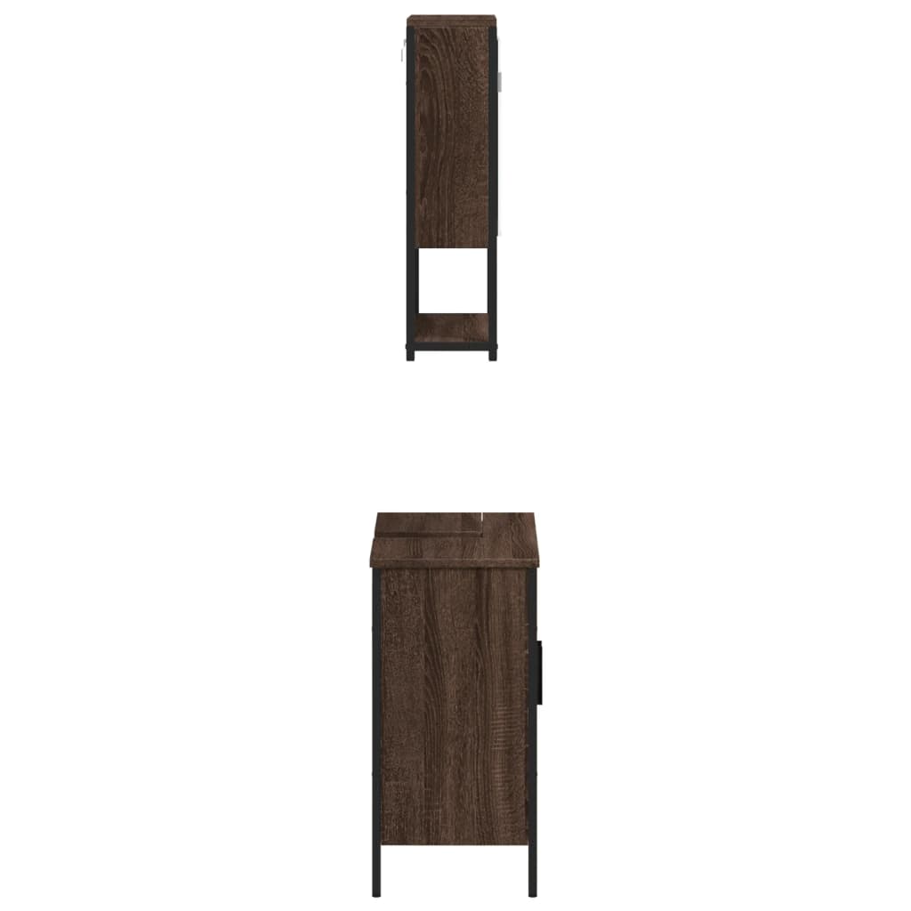 vidaXL Vonios baldų komplektas, 2 dalių, rudas ąžuolo, mediena