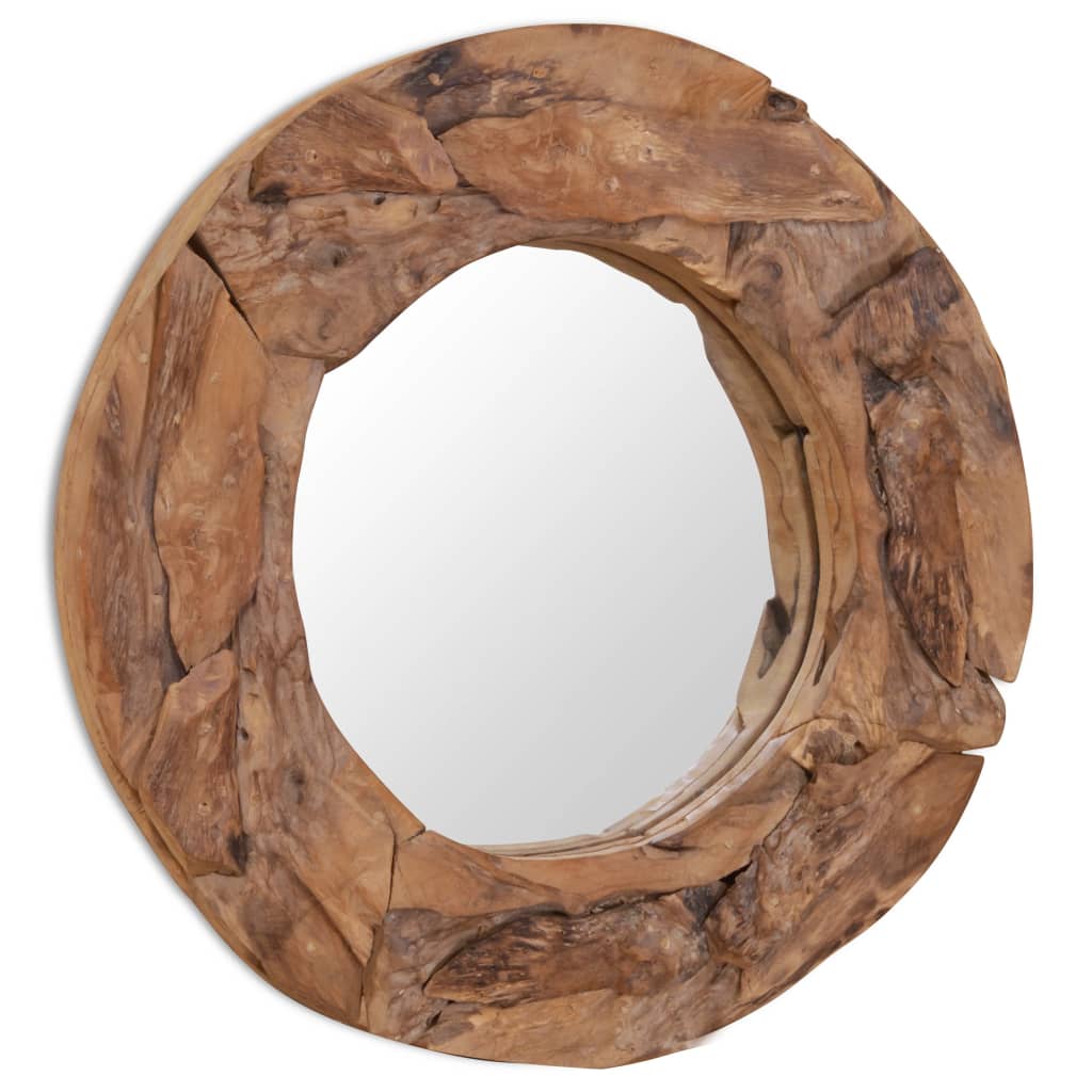 vidaXL Dekoratyvinis veidrodis iš tikmedžio, 60cm, apvalus