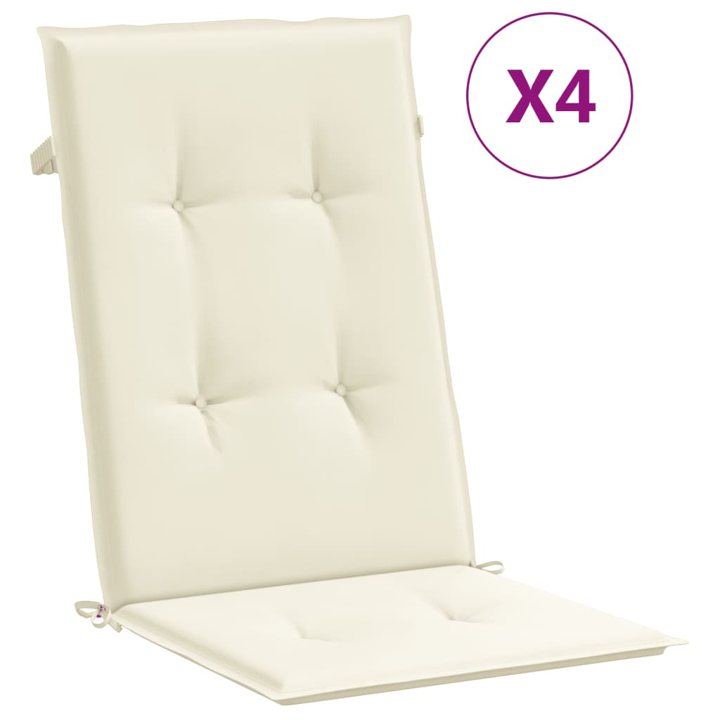 vidaXL Sodo kėdės pagalvėlės, 4vnt., kreminės, 120x50x3cm, audinys