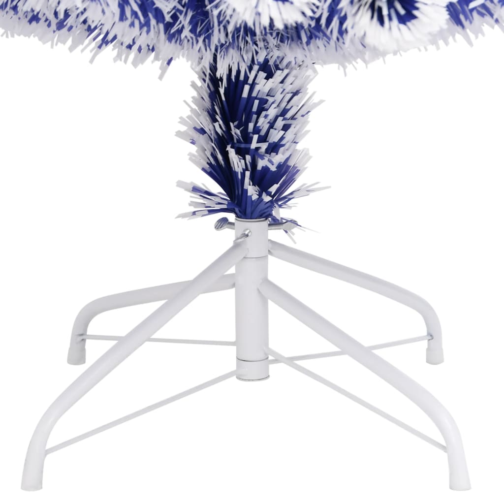 vidaXL Dirbtinė Kalėdų eglutė, balta/mėlyna, 210cm, optinis pluoštas