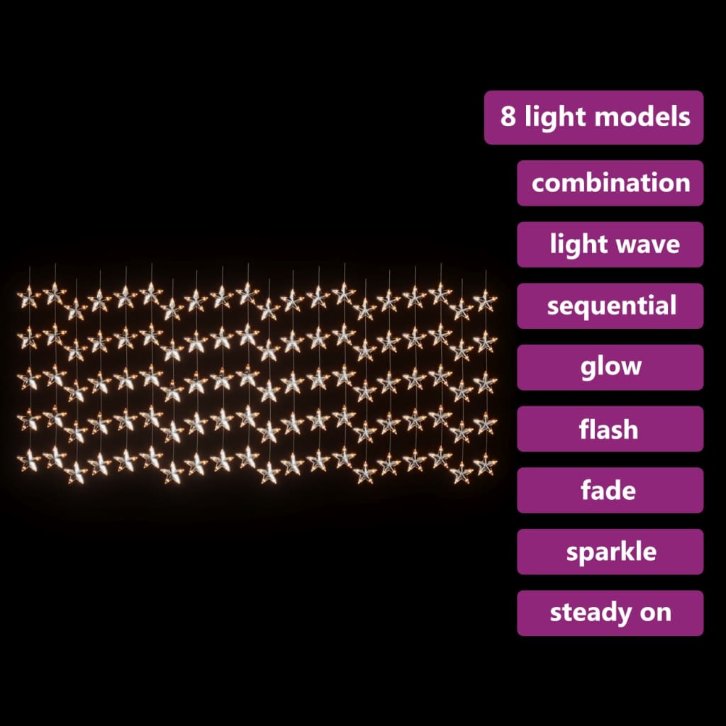 vidaXL LED žvaigždžių užuolaida, 500 šiltų baltų LED lempučių