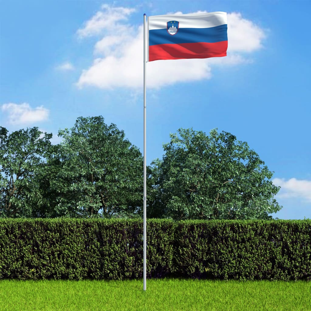 vidaXL Slovėnijos vėliava su stiebu, aliuminis, 6m