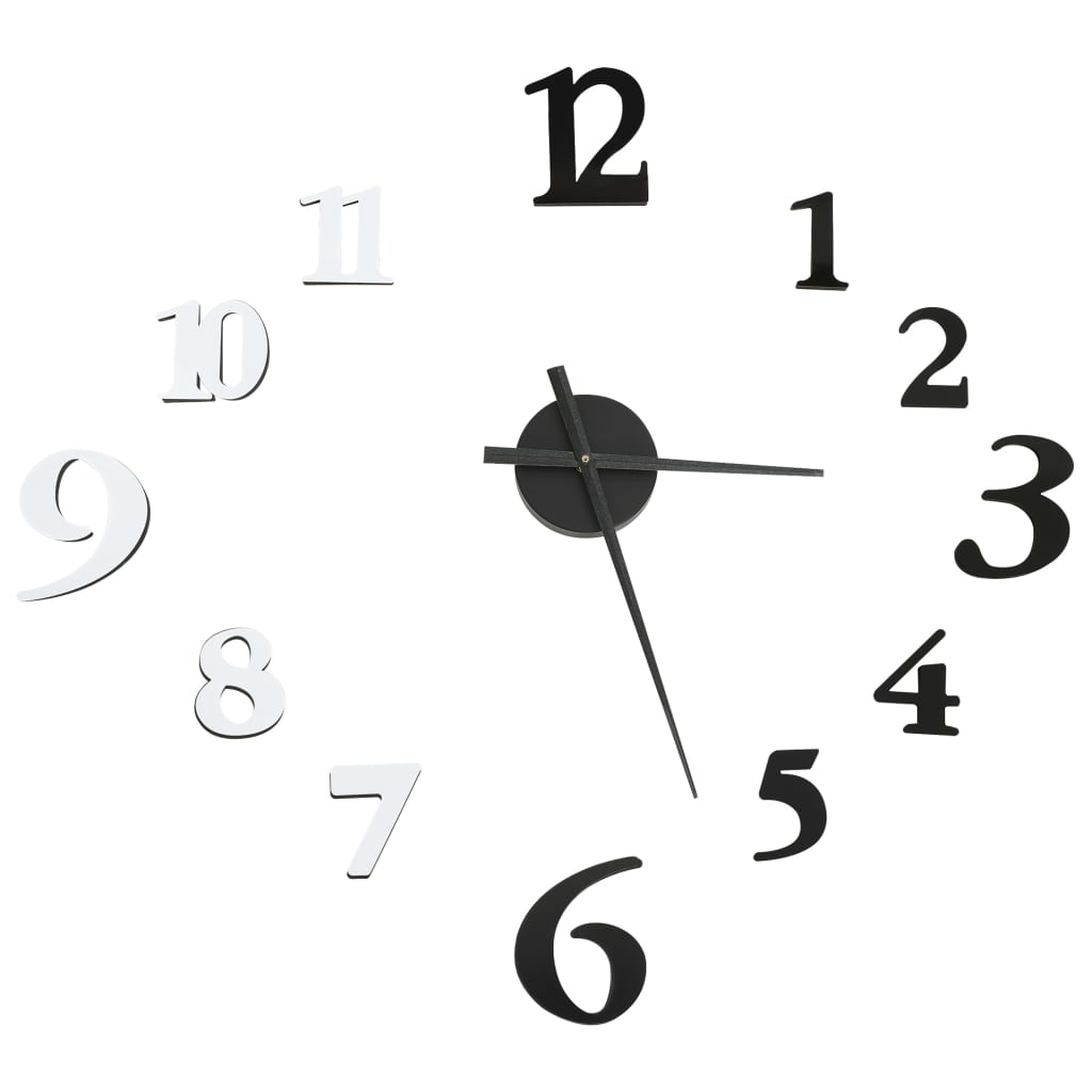 vidaXL Sieninis laikrodis, juodas/baltas, 100cm, modernus, 3D, XXL