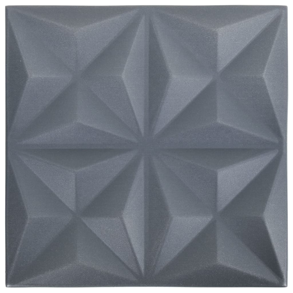 vidaXL 3D sienų plokštės, 24vnt., origami pilkos, 50x50cm, 6m²