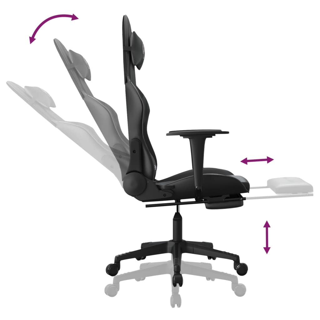 vidaXL Masažinė žaidimų kėdė su pakoja, juodos spalvos, dirbtinė oda