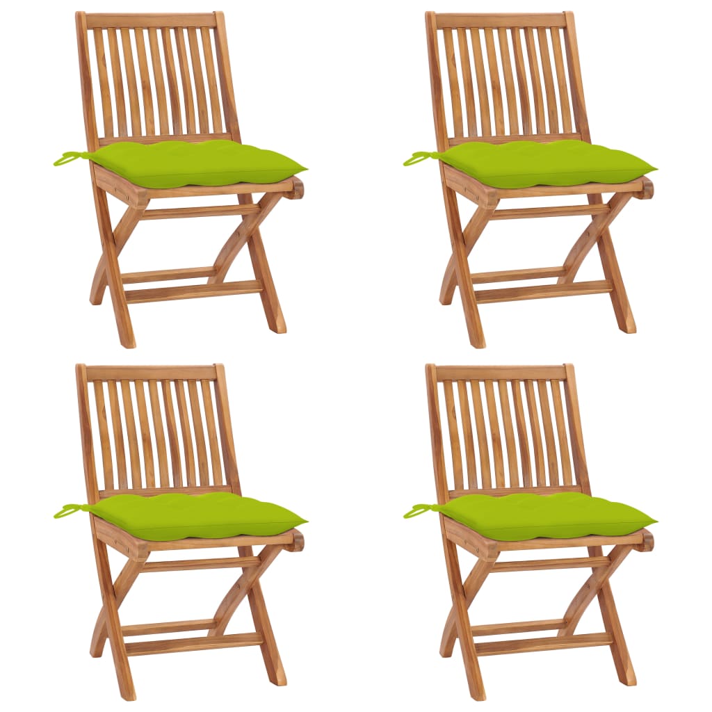 vidaXL Sulankstomos sodo kėdės su pagalvėlėmis, 4vnt., tikmedis