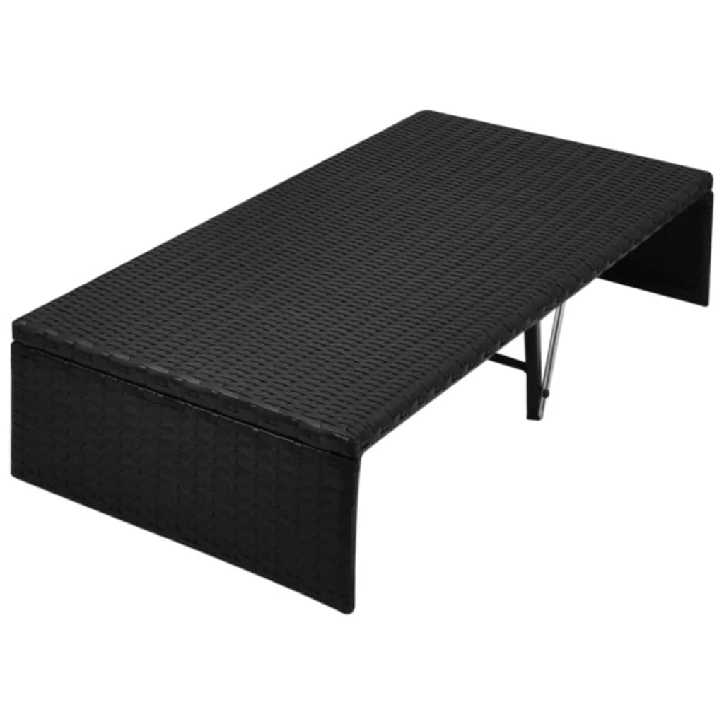 vidaXL Sodo gultas su skliautu, juodas, 190x130cm, poliratanas