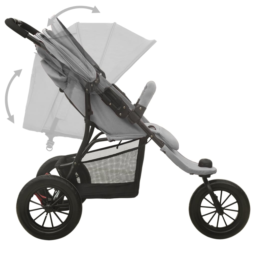 vidaXL Vaikiškas vežimėlis, šviesiai pilkos spalvos, plienas