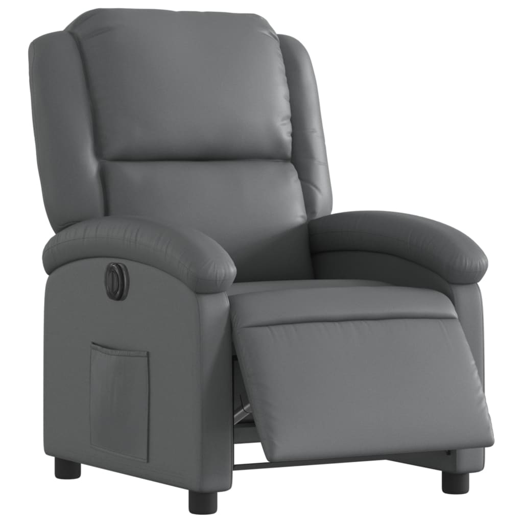 vidaXL Elektrinis atlošiamas krėslas, pilkos spalvos, dirbtinė oda