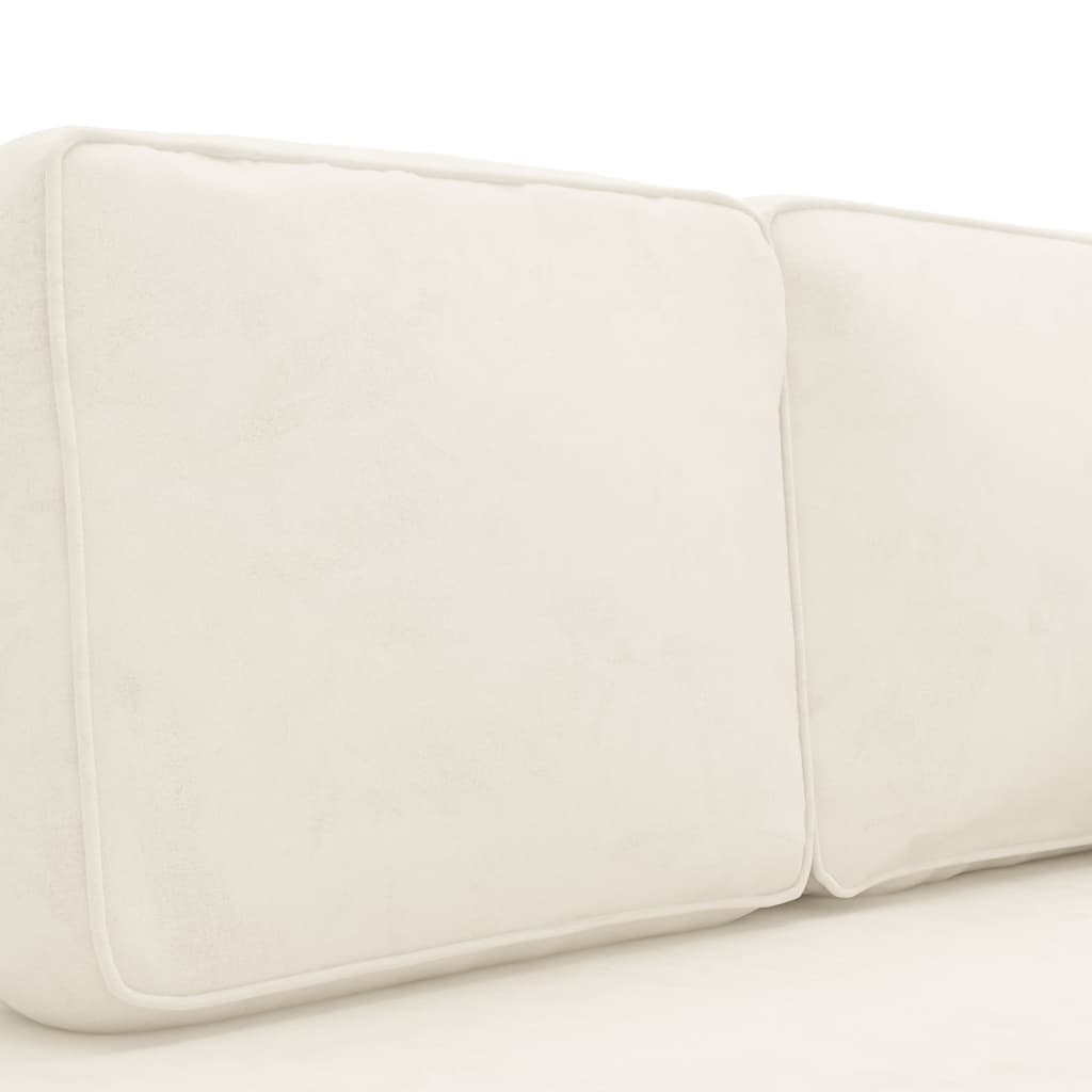 vidaXL Poilsio sofa su pagalvėmis ir ilga pagalve, kreminė, aksomas