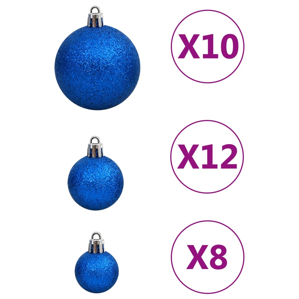 vidaXL Kalėdinių žaisliukų rinkinys, 111vnt., mėlyni, polistirenas