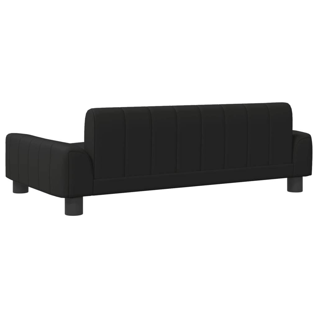 vidaXL Vaikiška sofa, juodos spalvos, 90x53x30cm, dirbtinė oda