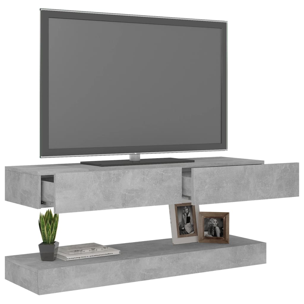 vidaXL TV spintelė su LED apšvietimu, betono pilka, 120x35cm