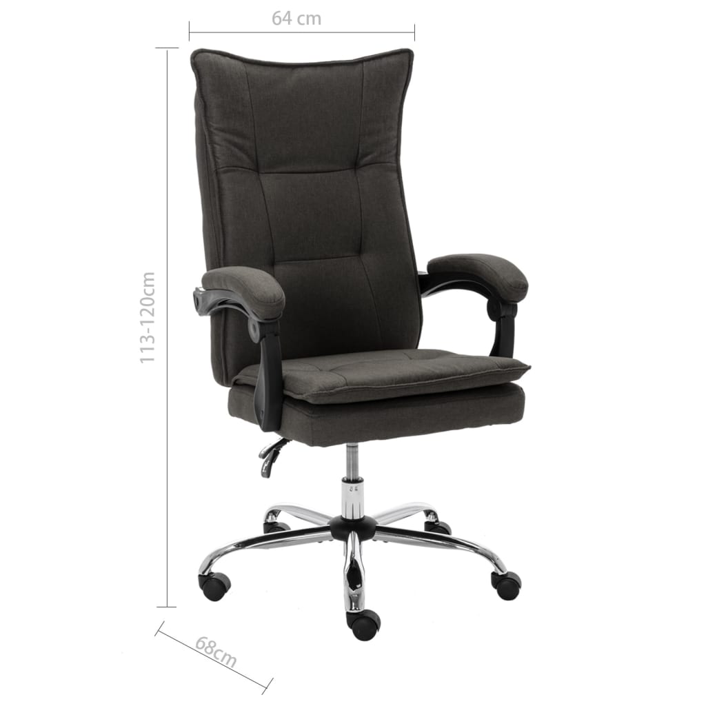 vidaXL Biuro kėdė, pilkos spalvos, audinys