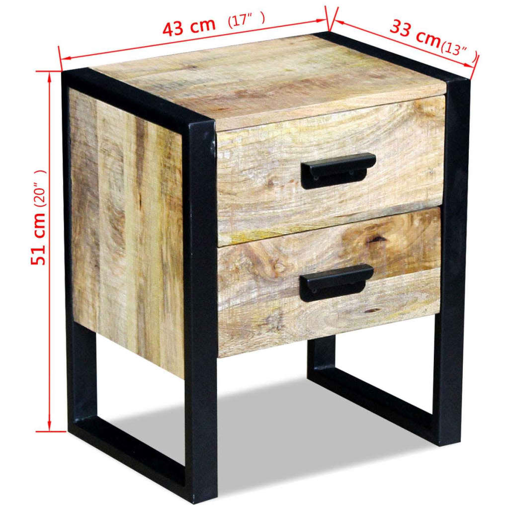 vidaXL Staliukas su 2 stalčiais, mango mediena, 43x33x51 cm