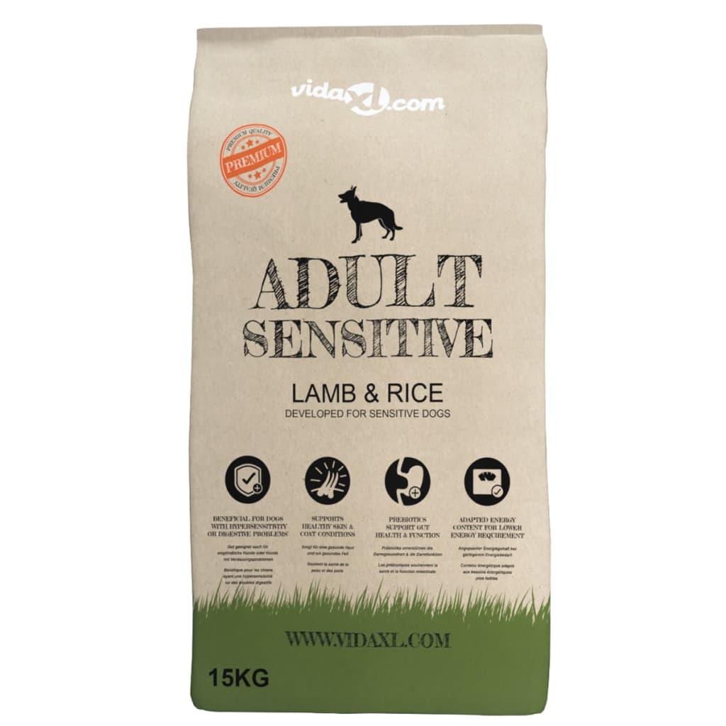 vidaXL Sausas maistas šunims, Adult Sensitive Lamb & Rice, 2vnt., 30kg