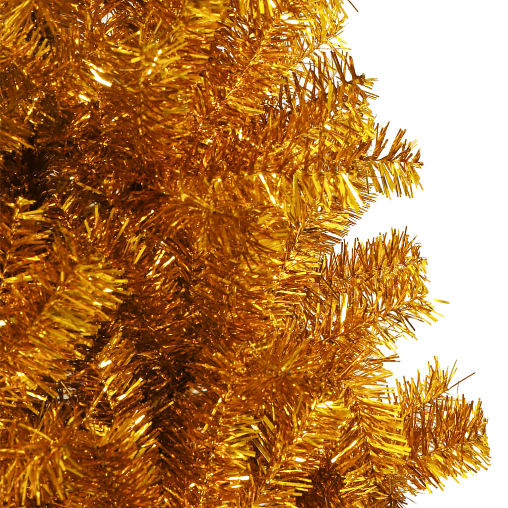 vidaXL Dirbtinė Kalėdų eglutė su stovu, auksinės spalvos, 180cm, PET