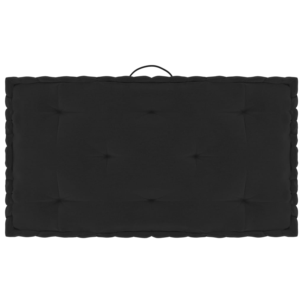 vidaXL Grindų/paletės pagalvėlės, 6vnt., juodos spalvos, medvilnė