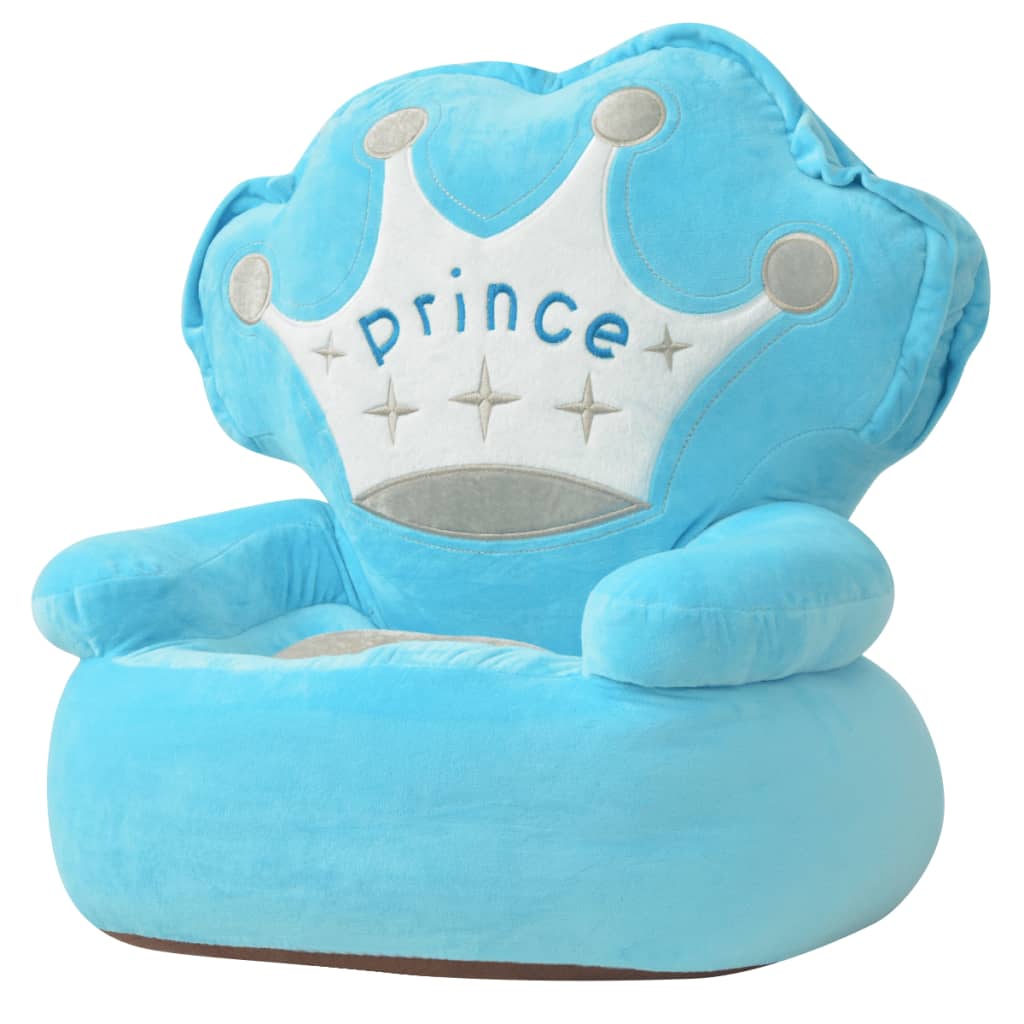 vidaXL Pliušinė vaikiška kėdė Prince, mėlyna