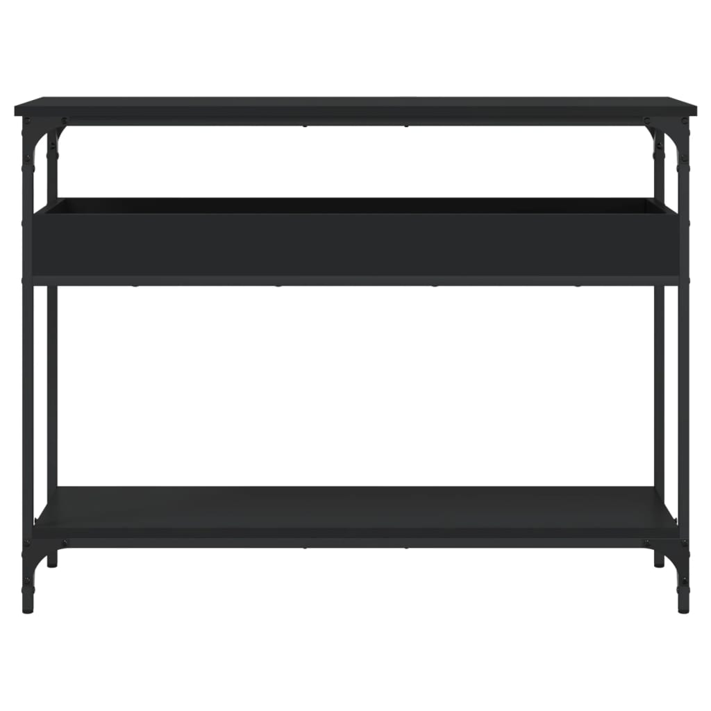 vidaXL Konsolinis staliukas su lentyna, juodas, 100x29x75cm, mediena