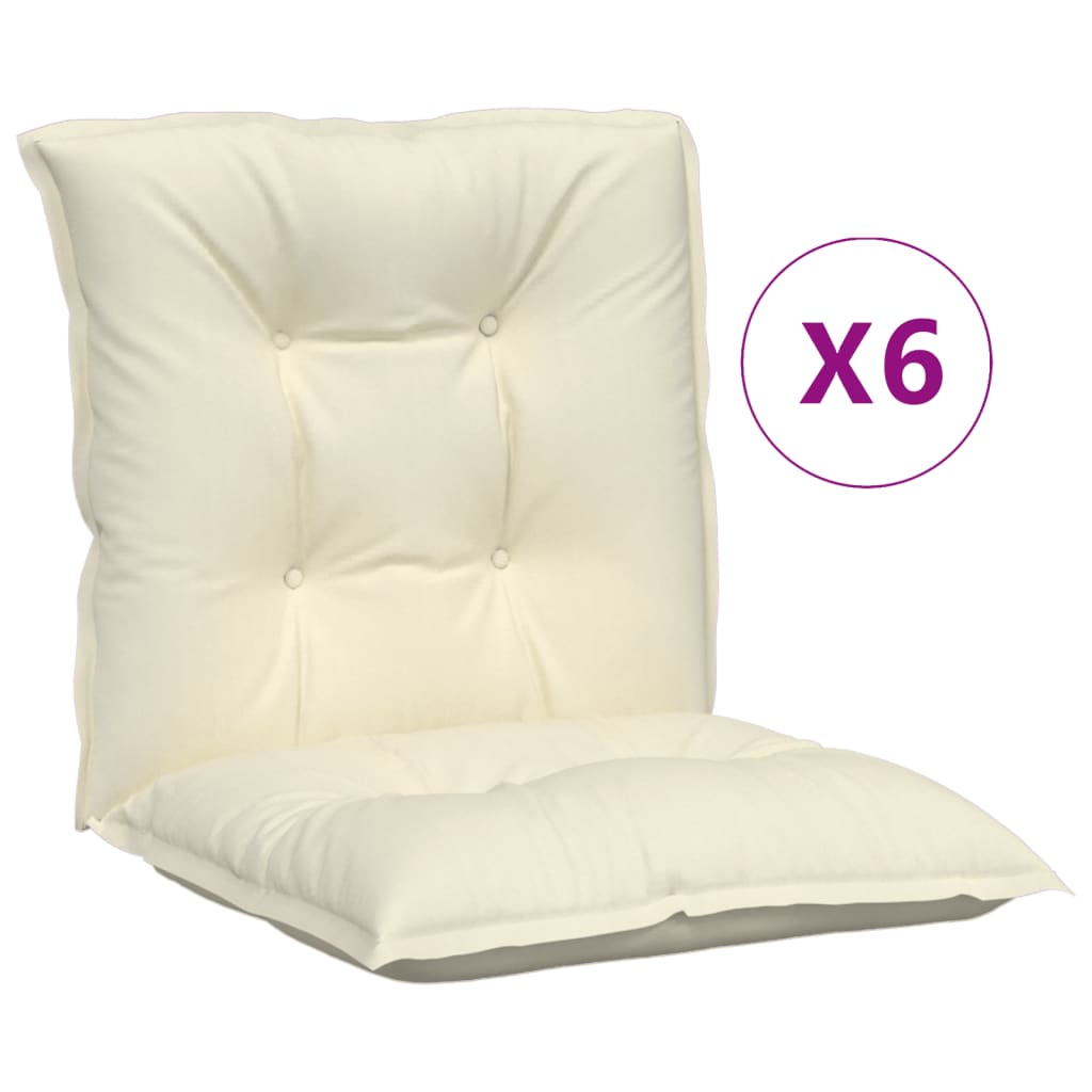 vidaXL Sodo kėdės pagalvėlės, 6vnt., kreminės, 100x50x7cm, audinys