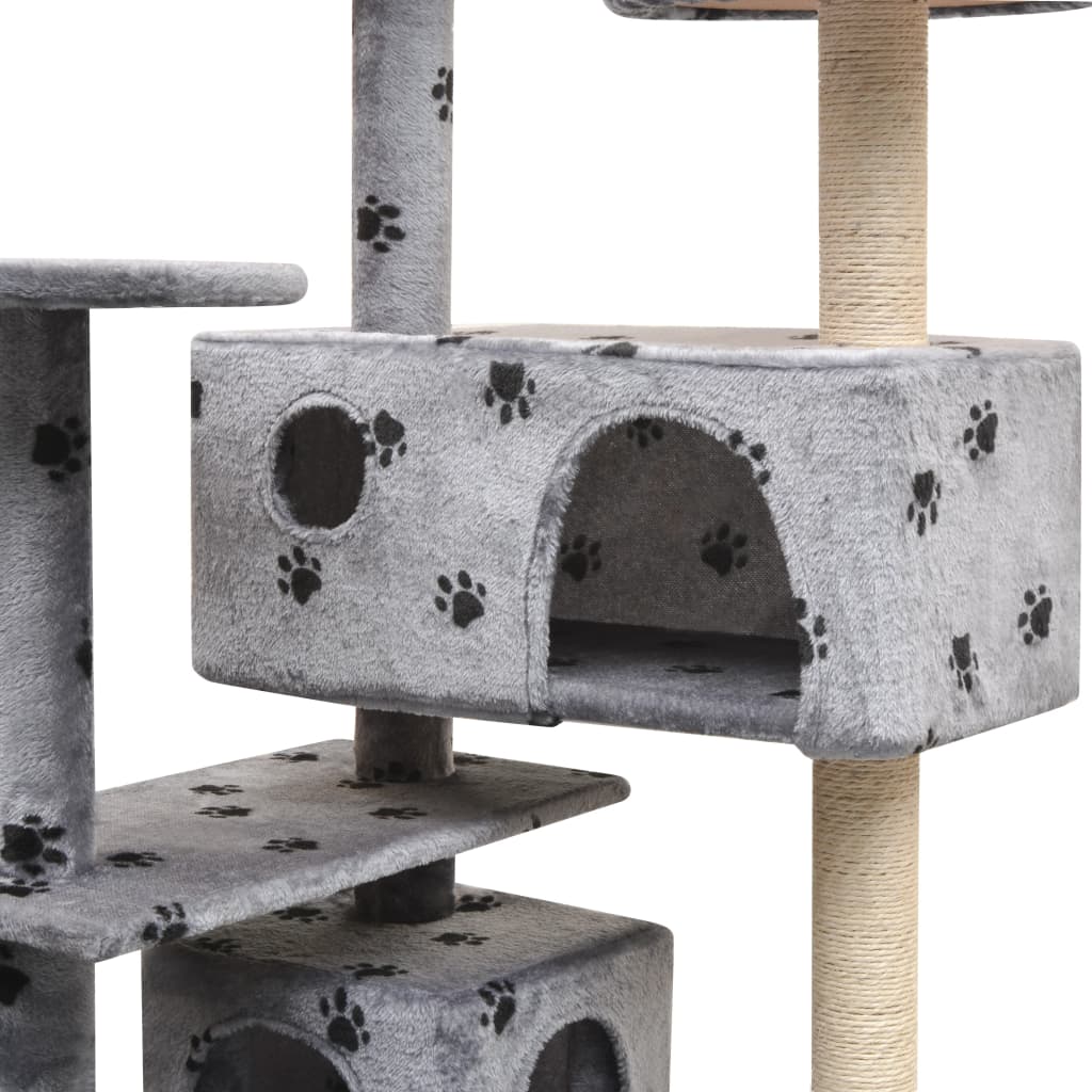 vidaXL Draskyklė katėms su stov. iš sizalio, 125cm, pilkas pėd. raštas