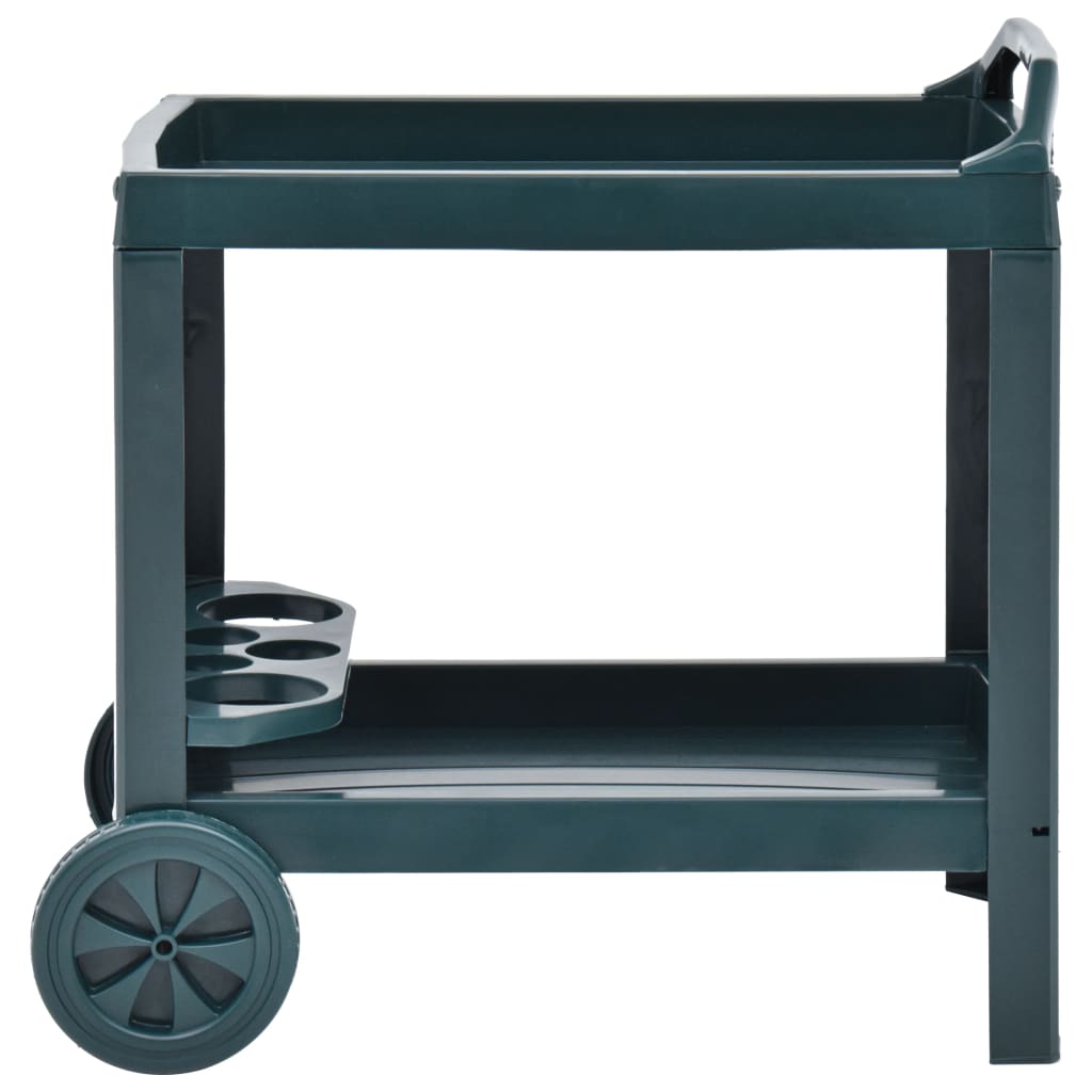 vidaXL Gėrimų vežimėlis, žalios spalvos, 69x53x72cm, plastikas