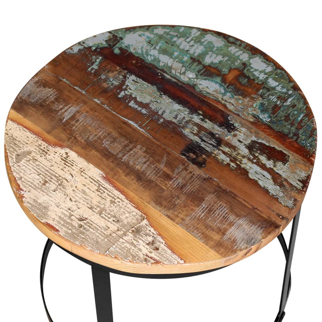 vidaXL Kavos staliuko komplektas, 2d., perdirbtos medienos masyvas, apvalus