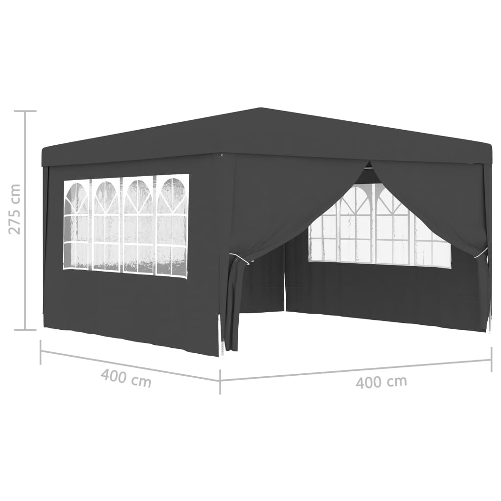 vidaXL Proginė palapinė su šoninėmis sienomis, antracito, 4x4m, 90g/m²