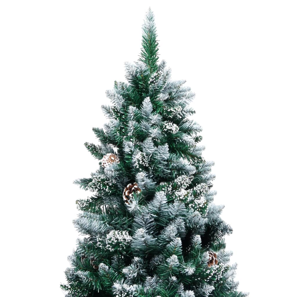 vidaXL Dirbtinė Kalėdų eglutė su kankorėžiais ir baltu sniegu, 210cm