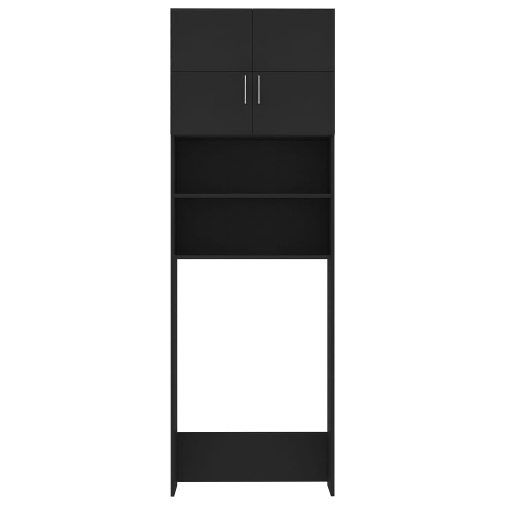 vidaXL Skalbimo mašinos spintelė, juoda, 64x25,5x190cm, MDP