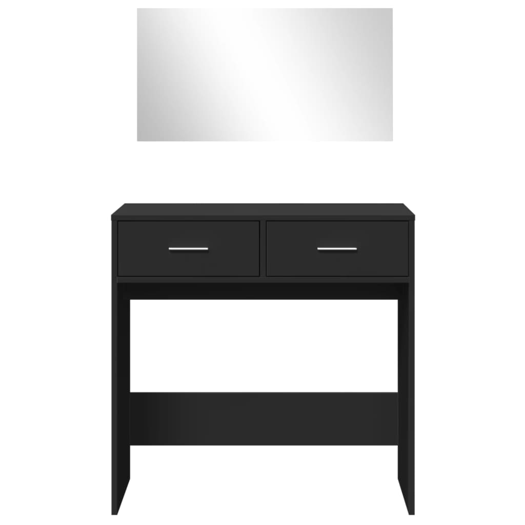 vidaXL Kosmetinis staliukas su veidrodžiu, juodos spalvos, 80x39x80cm