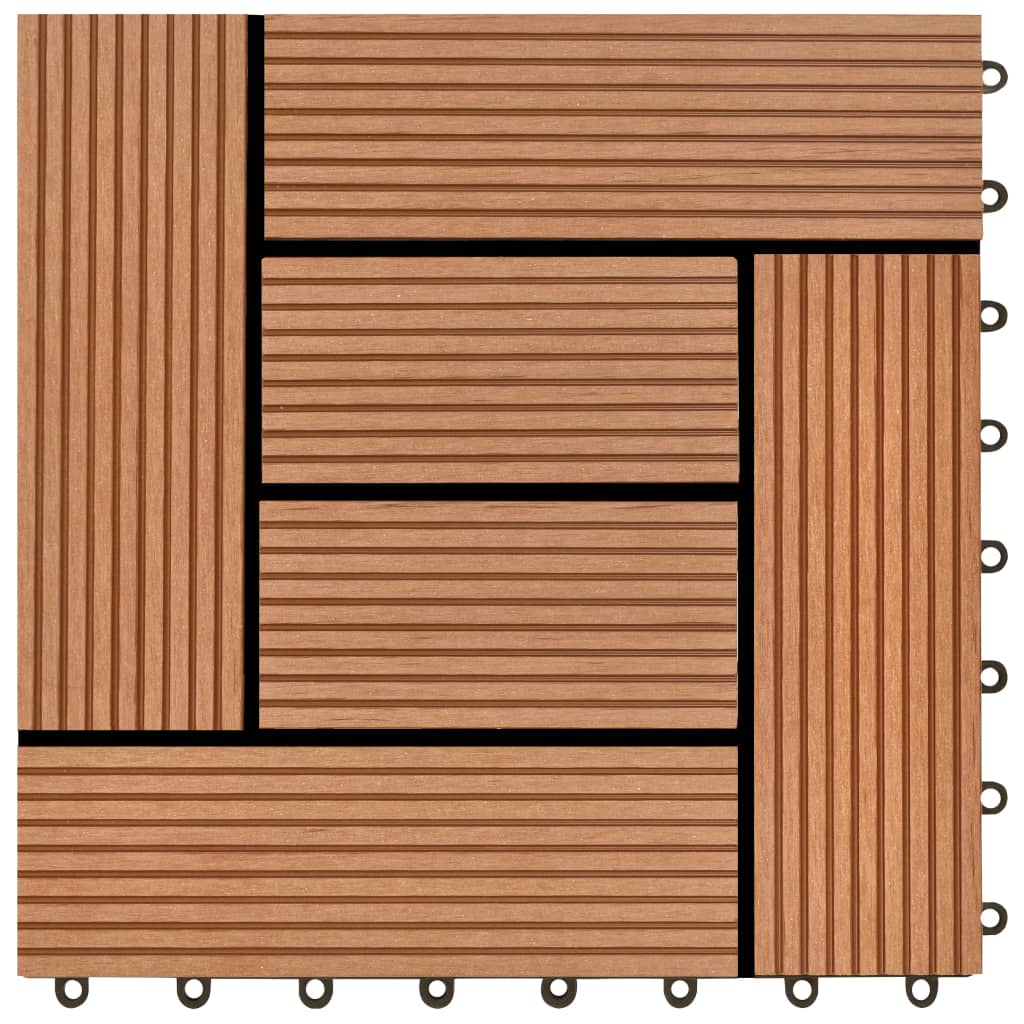 vidaXL Grindų plytelės, 22 vnt., rudos sp., 30x30 cm, 2m², WPC