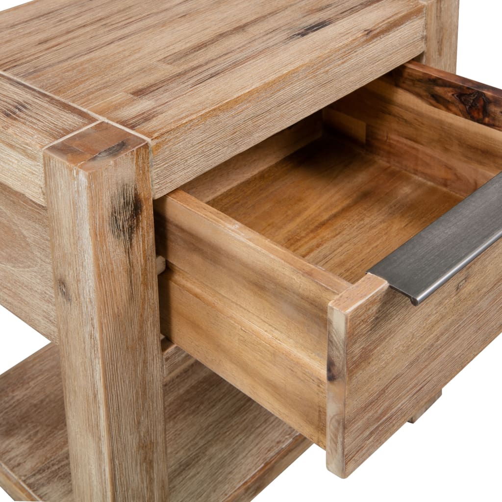 vidaXL Naktinis staliukas, masyvi akacijos mediena, 40x30x48 cm
