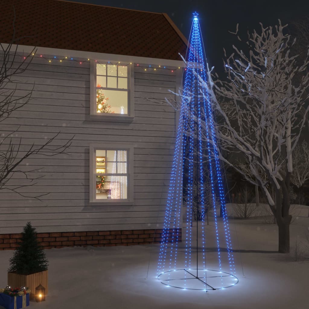 vidaXL Kalėdų eglutė, 230x800cm, kūgio formos, 1134 mėlynos LED