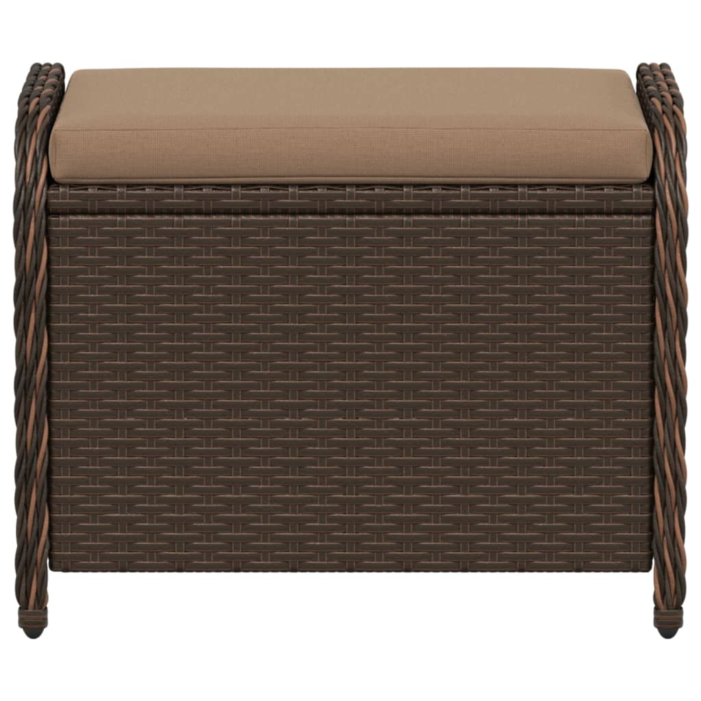 vidaXL Sodo taburetė su pagalvėle, ruda, 58x46x46cm, poliratanas