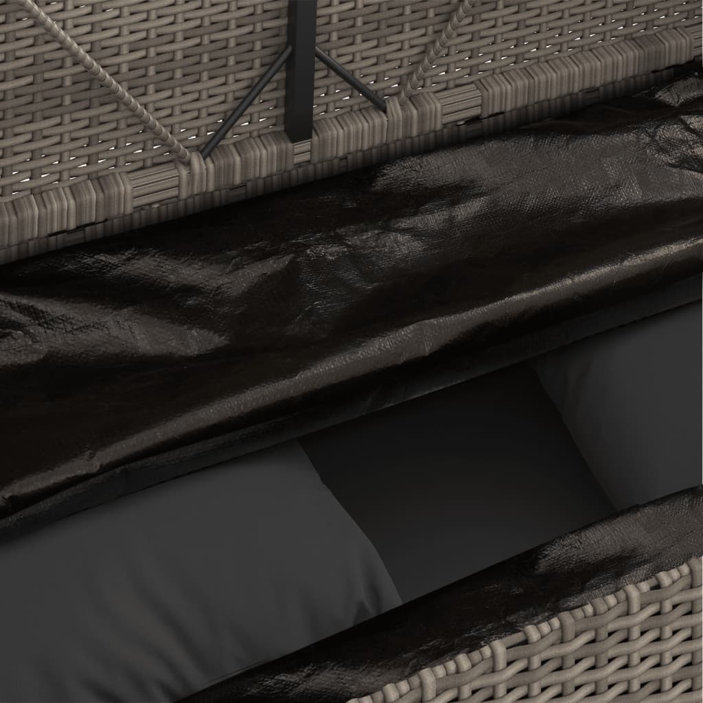 vidaXL Sodo suoliukas su pagalvėlėmis, pilkos spalvos, poliratanas