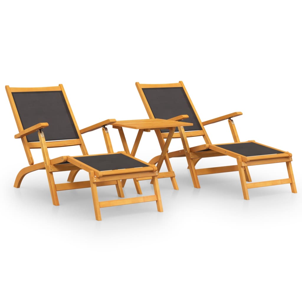 vidaXL Lauko terasos kėdės su staliuku, akacija ir tekstilenas